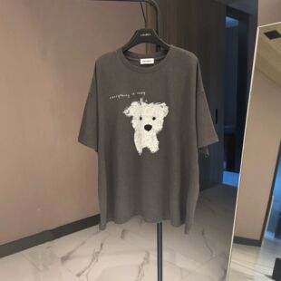 【软云漫语】夏季宽松百搭卡通小狗个性潮流印花短袖T恤CP1064