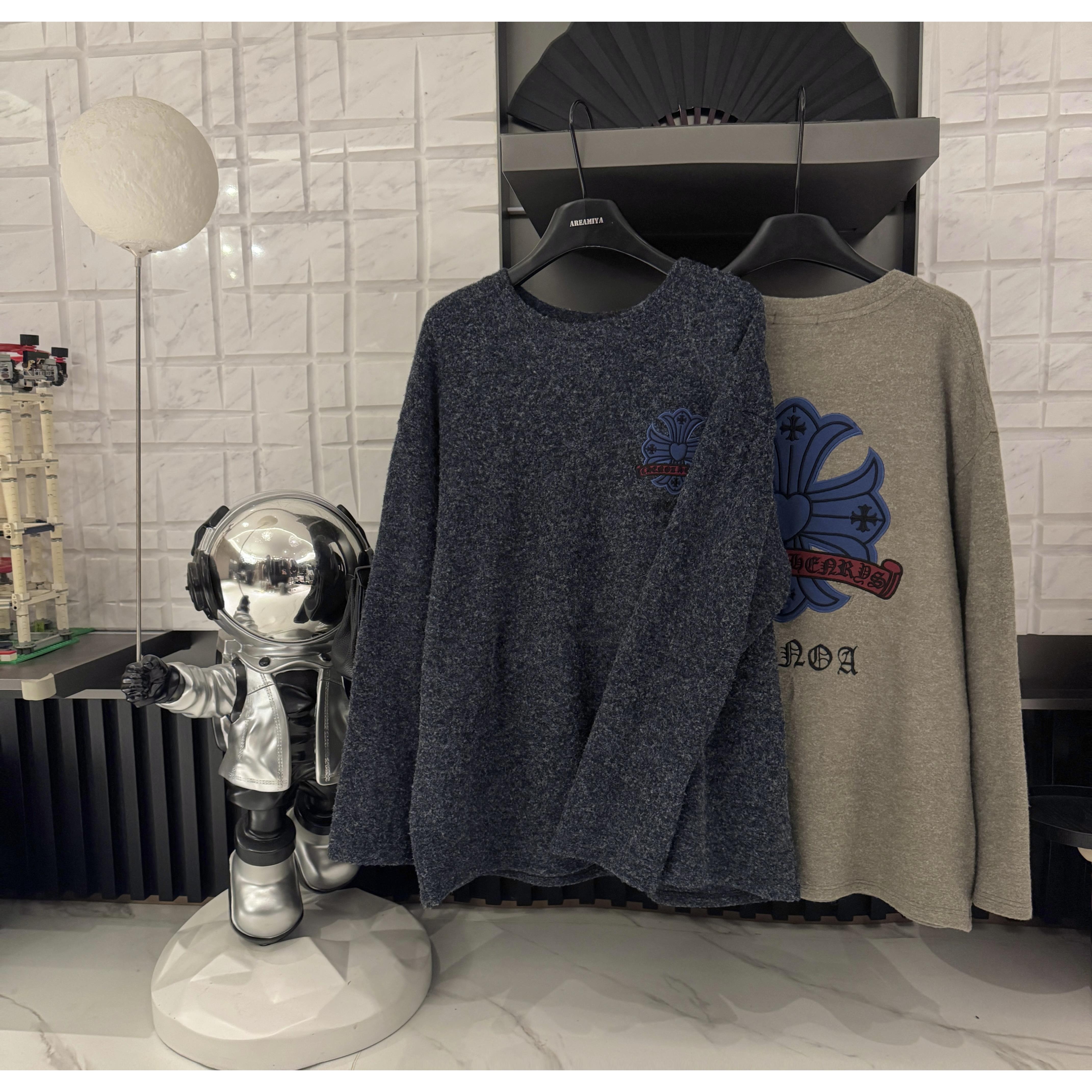 【缀蓝十字】女款秋冬保暖圆领长袖潮流十字个性穿搭T恤CP610