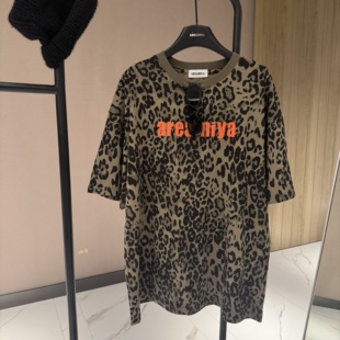 宽松圆领橙色字母印花百搭短袖 女款 豹纹 T恤CP824 艾靡亚
