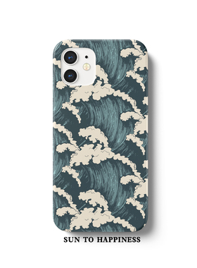 浮世绘海浪个性适用苹果15promax手机壳半包边硬磨砂16pro15PLUS14小众个性12菲林全包亮面精孔文艺术中国风