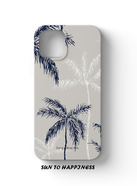 日韩椰树适用苹果17PROMAX手机壳菲林全包iphone16plus小众个性15pro14硬壳原创设计插画灰色ins风亮面小清新