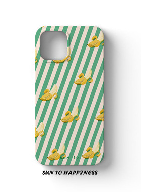 原创意设计香蕉适用苹果17PROMAX手机壳菲林iphone16PLUS全包边小众15绿色条纹个性搞怪亮面全包磨砂硬壳13硬