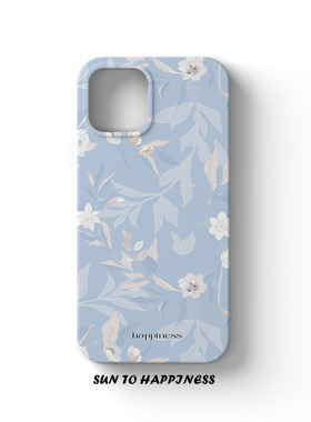 原创设计小众插画适用苹果17PROMAX手机壳菲林iphone16plus15复古艺术14女生个性插画小清新复古风蓝色花硬壳