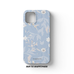 原创设计小众插画适用苹果17PROMAX手机壳菲林iphone16plus15复古艺术14女生个性插画小清新复古风蓝色花硬壳