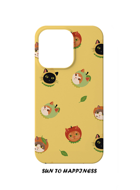 原创黄色可爱秋冬猫咪适用苹果17PROMAX手机壳菲林iphone16plus软壳14日韩小众趣味卡通15可爱治愈全包二合一