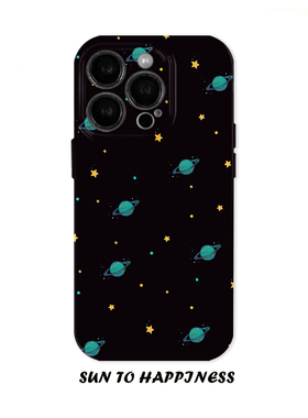 原创畅想星空插画适用苹果17PROMAX手机壳菲林iphone16plus软壳14黑色时尚太空15梦幻少年治愈创意全包二合一