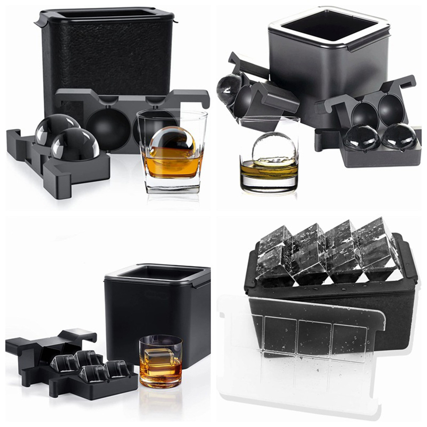 高透明冰球无气泡硅胶威士忌冰球方形菱形制冰盒酒吧商用冰块模具