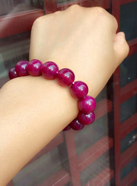 14毫米玫红玛瑙紫玛瑙手链玉手串