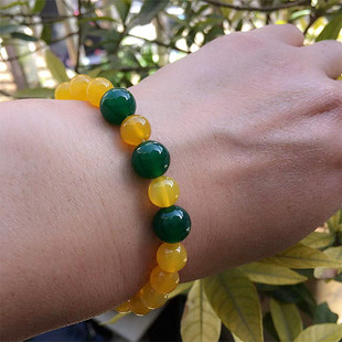 五行属土的饰品天然黄玛瑙手链喜土黄玉髓手串黄玉石男女同款串珠