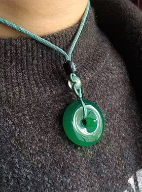 天然玛瑙平安扣吊坠时尚项链百搭
