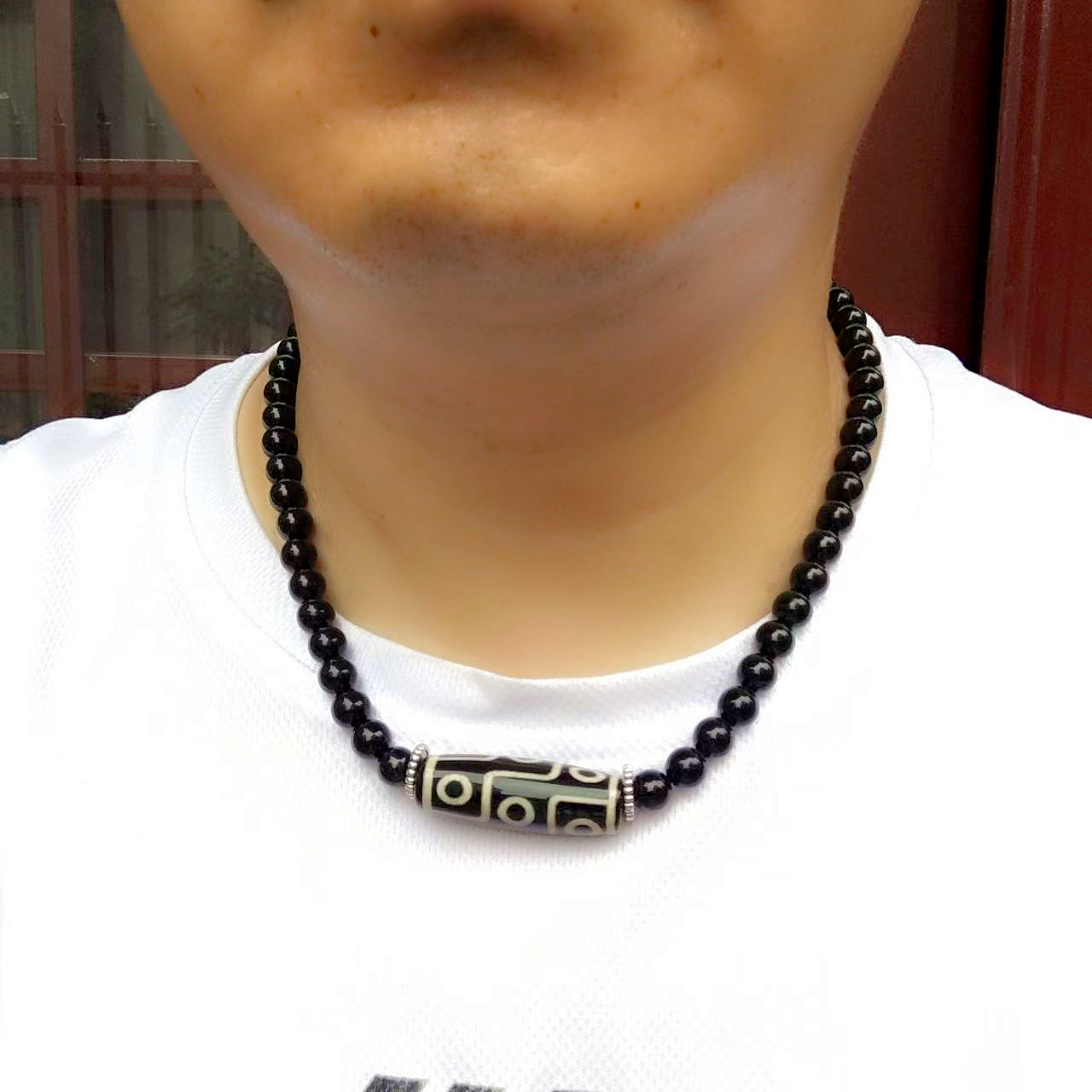 黑玛瑙短款项链男黑色宝石锁骨链