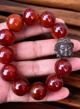 18毫米圆珠红玛瑙手链本命年手串
