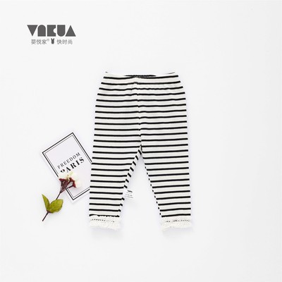 女宝宝条纹花边打底裤时尚外穿