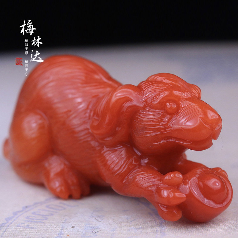 Melinda/梅林达【旭坪】天然南红玛瑙吊坠苏工精雕生肖狗旺财玉坠