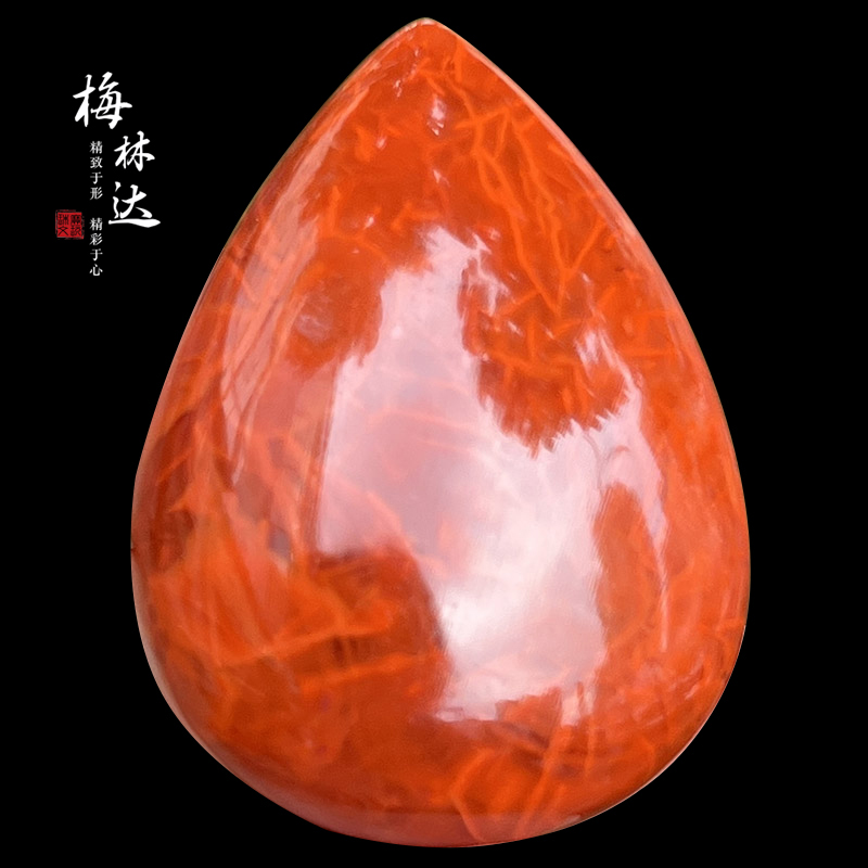 Melinda/梅林达【萱璨】天然南红玛瑙吊坠苏工精雕火焰纹水滴玉坠