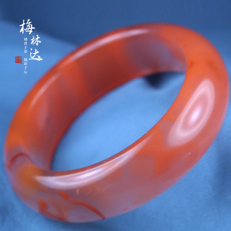 Melinda/梅林达【君瑜】天然南红玛瑙手镯冰飘俏色大圈口玉石手环