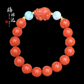 锦玮 Melinda 梅林达 天然南红玛瑙手串瑞兽貔貅圆珠单圈手链男