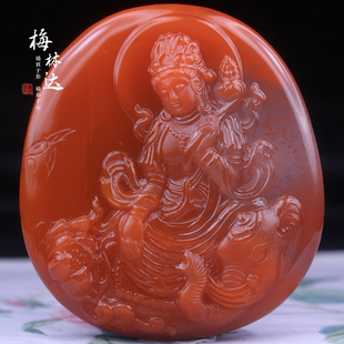 Melinda 天然南红玛瑙吊坠苏工普贤菩萨龙蛇守护佛 梅林达 路延