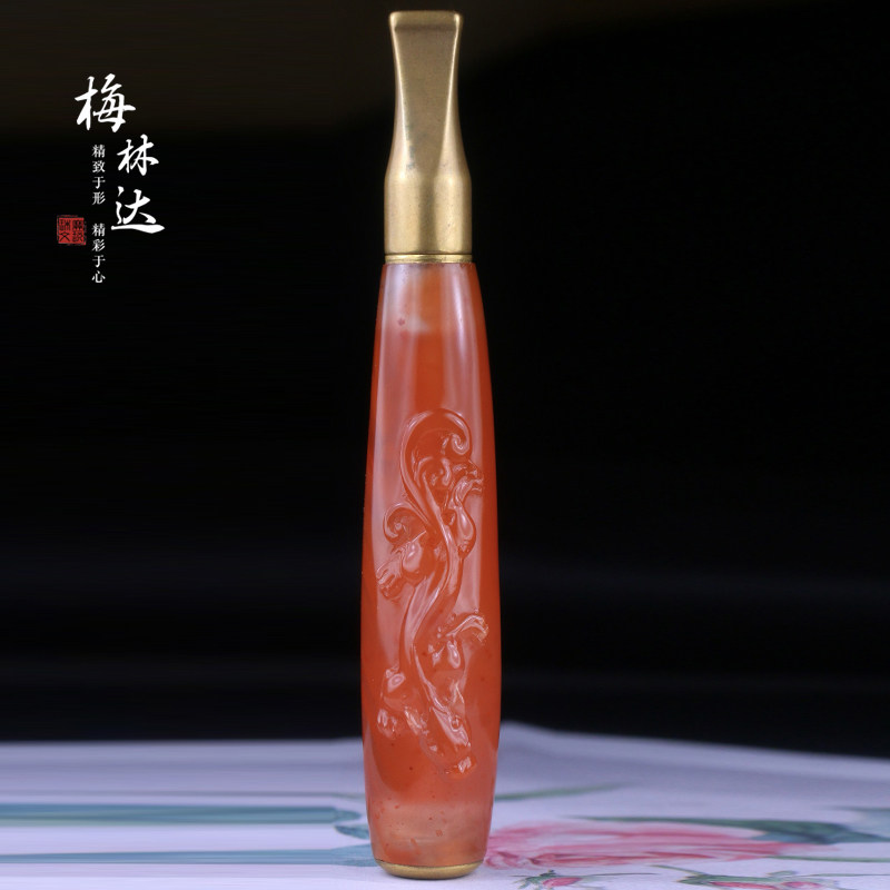 Melinda/梅林达【平山】天然南红玛瑙吊坠苏工貔貅烟嘴玉石挂件男