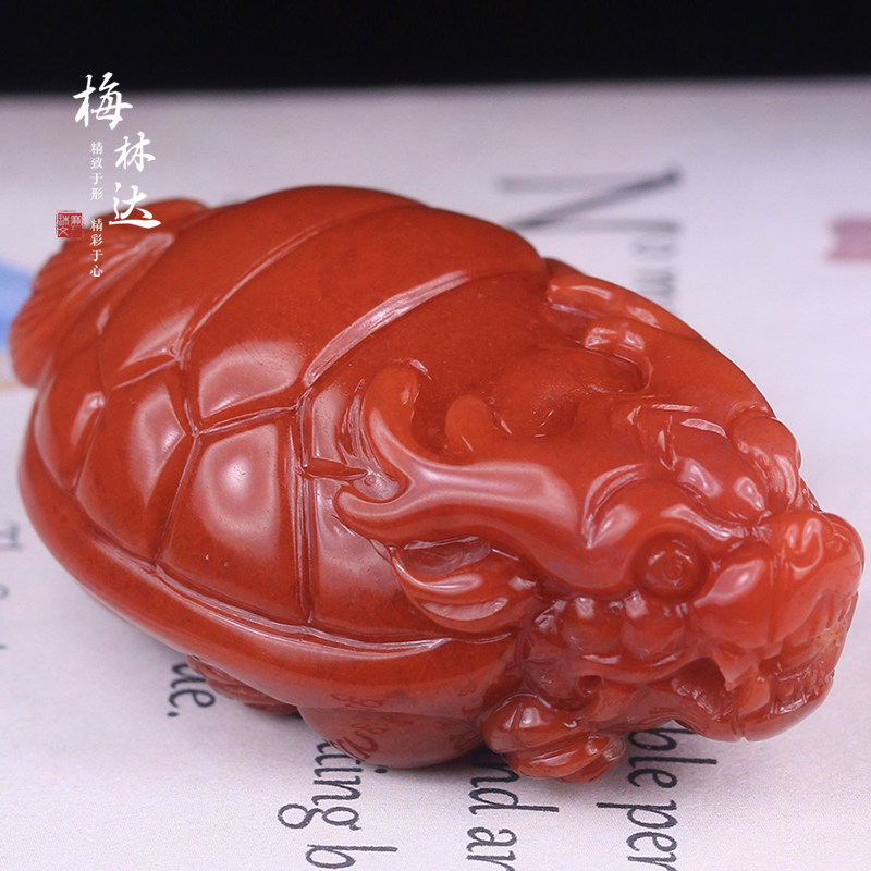 Melinda/梅林达【瑞泽】天然南红玛瑙吊坠苏工精雕瑞兽龙龟玉挂件