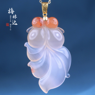 Melinda/梅林达【吉糖】天然南红玛瑙吊坠18K金冰飘金鱼金玉满堂