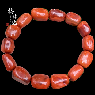 Melinda/梅林达【莽山】天然南红玛瑙手串随形火焰纹满色手链男女