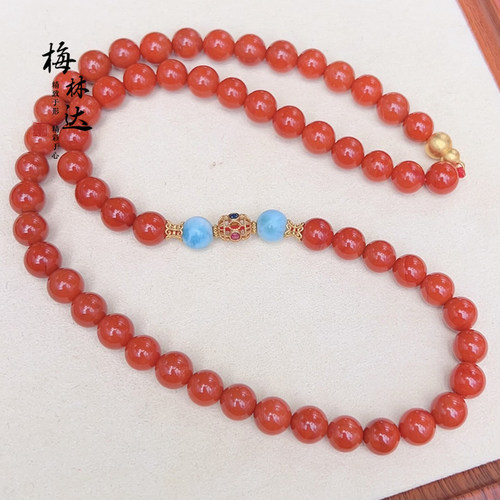 梅林达旗舰店天然南红玛瑙项链