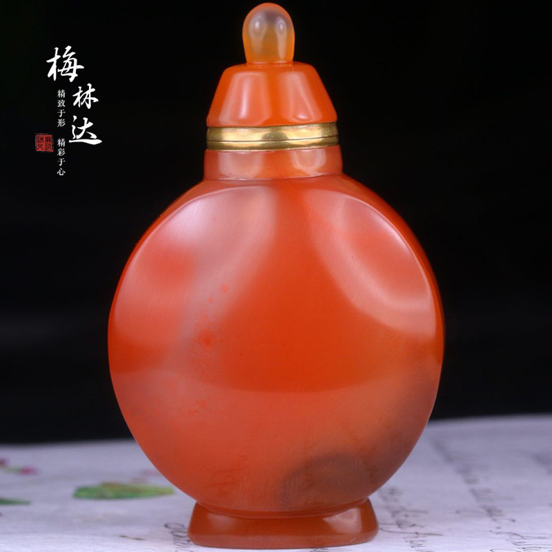 Melinda/梅林达【嵩阑】天然南红玛瑙吊坠冰飘俏色鼻烟壶把件玉坠