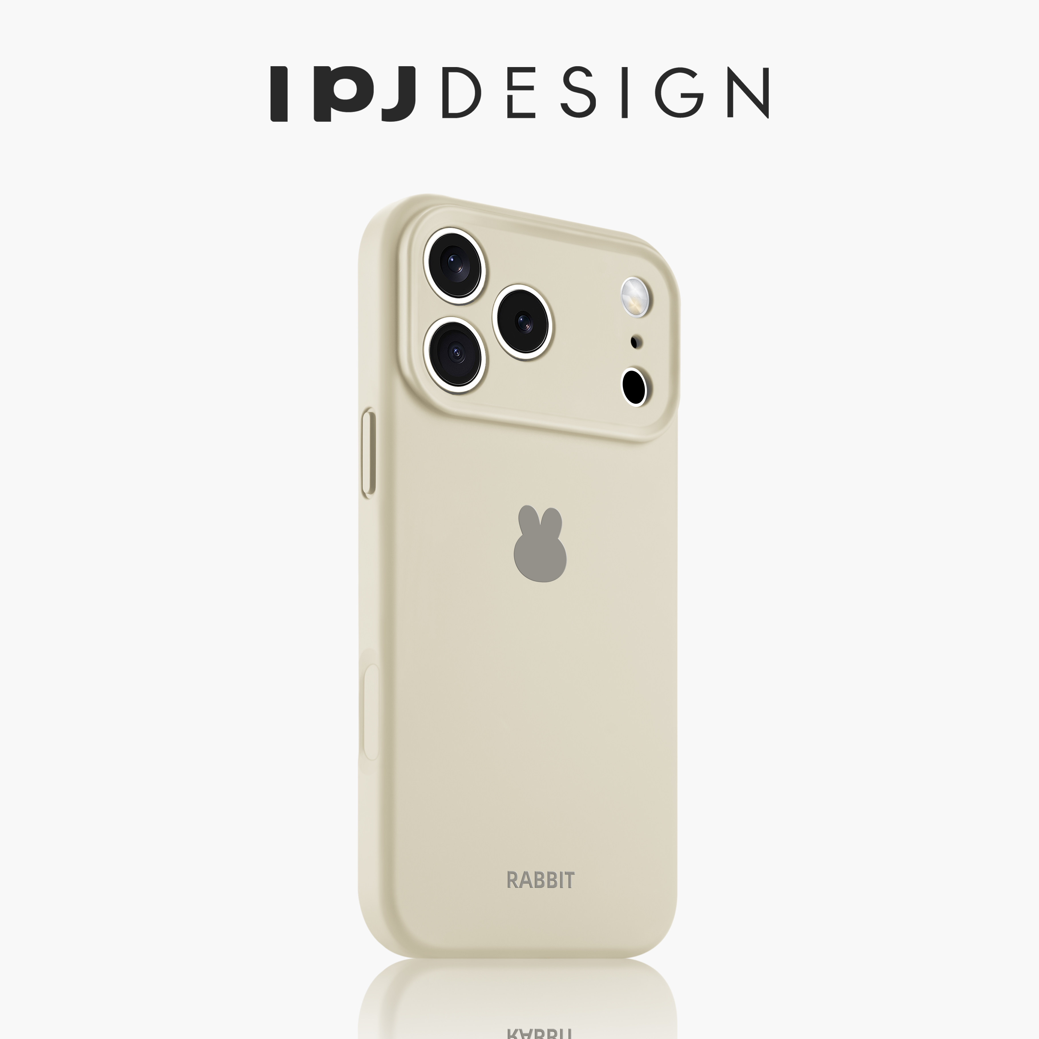 IPJ古董白简约兔头液态手机壳17适用于iphone16prom