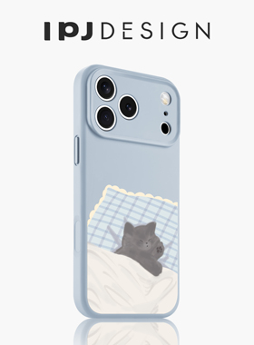 IPJ新款卡通冬眠可爱蓝猫液态手机壳17适用于iphone16promax苹果15PRO手机壳13小众14套12硅胶防摔