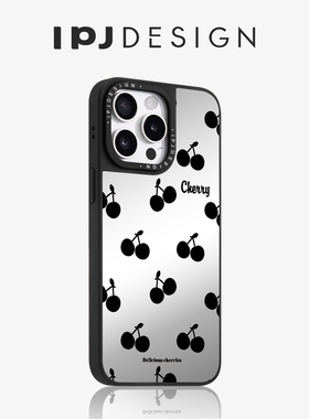 IPJ简约高级感黑色樱桃镜面磁吸手机壳17适用于iphone16promax苹果15PRO手机壳13卡通14套12小众防摔