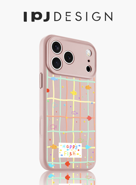 IPJ日韩卡通格子小鱼17适用于iphone16promax苹果15PRO手机壳13卡通14套12防摔