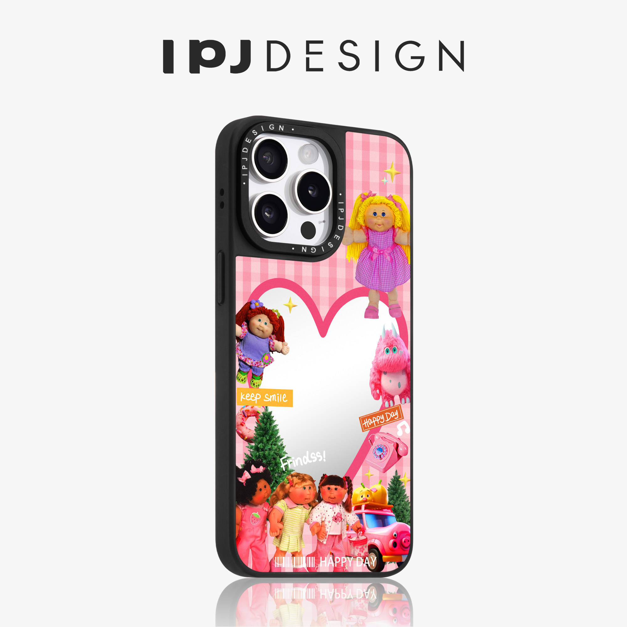 IPJ芭比粉色可爱娃娃镜面磁吸手机壳17适用于iphone16p