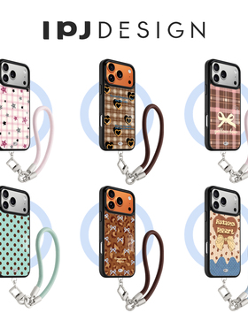 IPJ秋冬时尚复古美拉德格纹挂绳磁吸手机壳适用于iphone17promax苹果16PROMAX新款15PRO防摔14保护套13防摔12