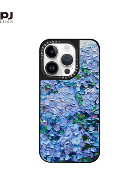 IPJ复古风紫色油画花卉磁吸壳17适用苹果15promax手机壳iphone16Plus小众13网红12个性14防摔