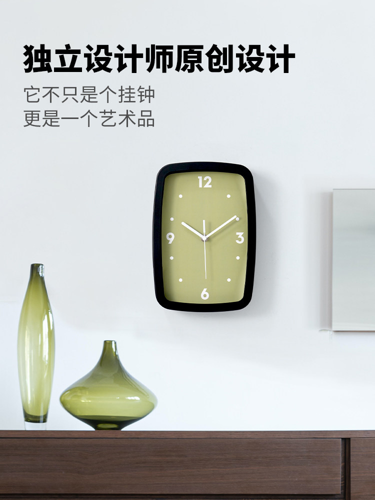 钟表客厅挂钟静音家用时尚创意简约时钟挂墙简约潮流长方形石英钟