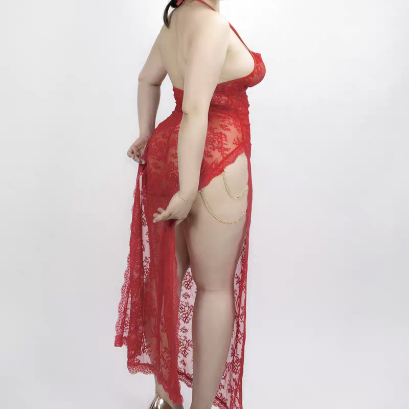 大码内衣性感蕾丝睡衣吊带连衣长裙开叉旗袍裙胖老婆睡衣挂脖睡裙,女士内衣/男士内衣/家居服,文胸套装,淘宝优惠券,粉丝福利购,淘宝优惠卷