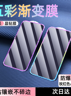 创霸适用苹果16晶钻钢化膜iphone15promax手机膜11贴钻保护苹果系列彩钻石膜ip13五彩14全屏plus高清16e贴膜