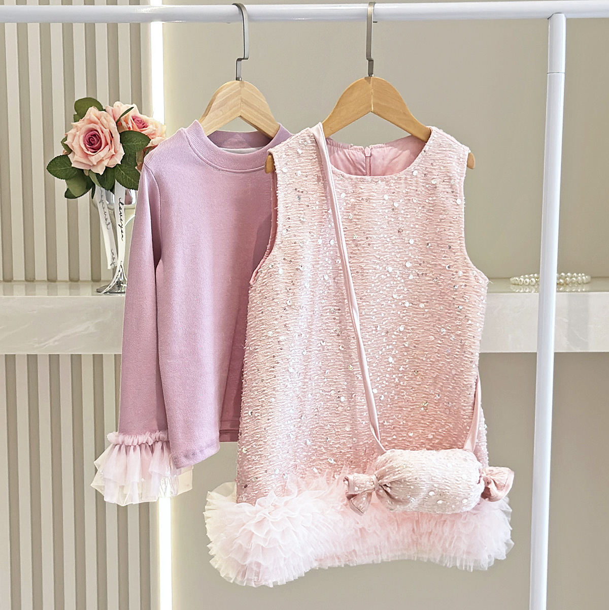 小香风亮片背心裙套装25