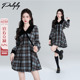 法式 娃娃领蓝色格子绝美连衣裙女秋冬季 学院风复古内搭收腰a字裙