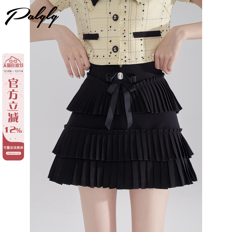 原创设计感高腰百褶半身裙