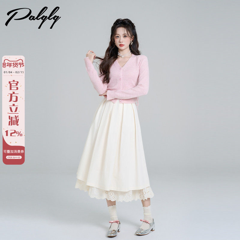 小香风粉色甜美开衫毛衣外套女冬装气质法式小个子短款针织衫上衣