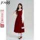 套装 Palglg新年战袍红色背心连衣裙女冬季 高级感收腰长裙气质法式