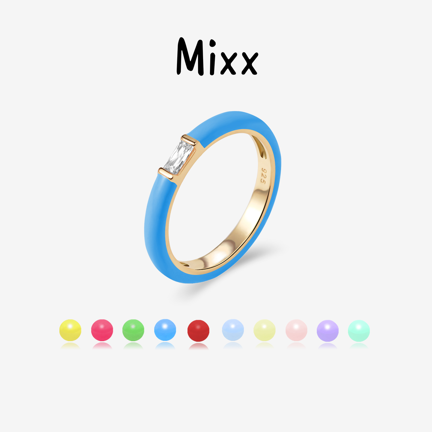 Mixx靡诗纯银彩色珐琅戒指浅春系