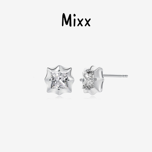 Mixx靡诗璀璨星S925银棱光耳钉耳环通勤百搭高级感