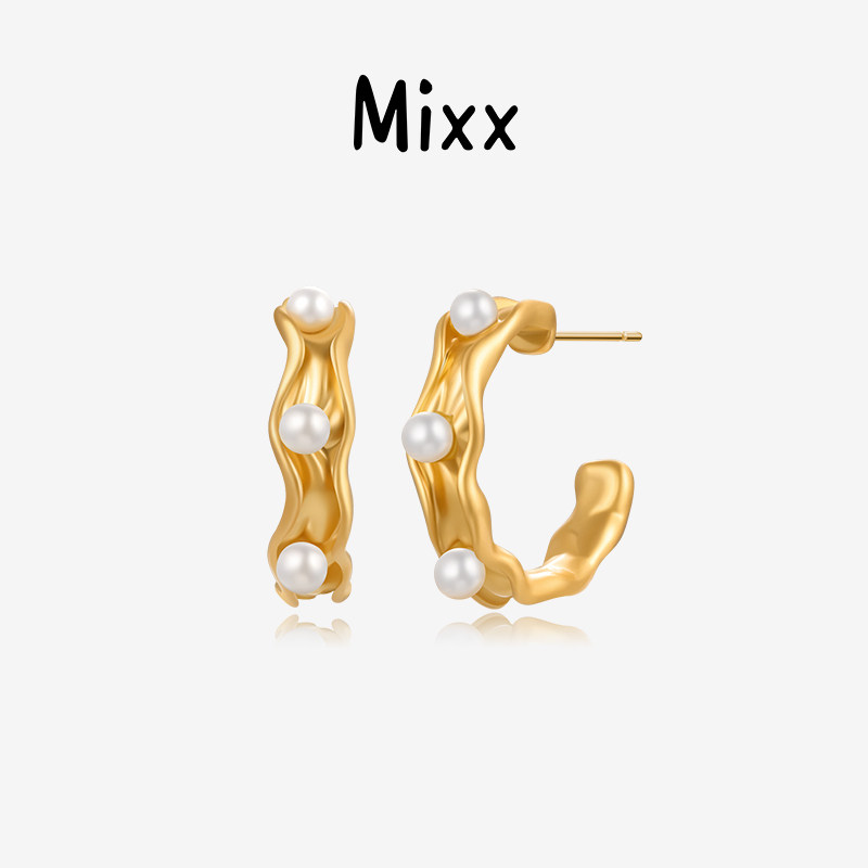 Mixx靡诗荷叶系列浮光耳钉贝珠耳圈新中式优雅气质款女,饰品/流行首饰/时尚饰品新,耳环,淘宝优惠券,粉丝福利购,淘宝优惠卷