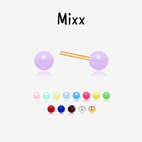Mixx靡诗银珐琅火柴棍耳钉浅春系