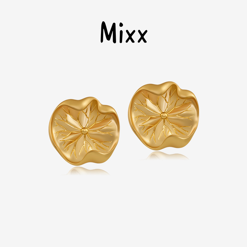 Mixx靡诗荷叶系列韵华耳钉新中式优雅气质女百搭款,饰品/流行首饰/时尚饰品新,耳钉,淘宝优惠券,粉丝福利购,淘宝优惠卷