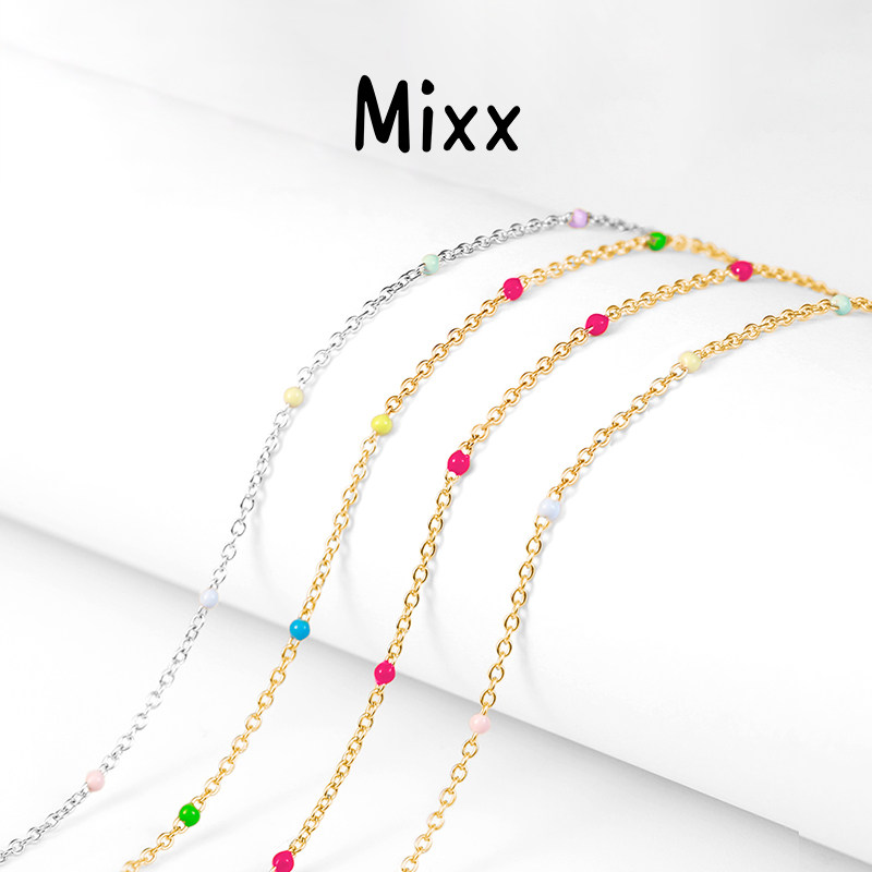 Mixx靡诗纯银彩色珐琅多巴胺项链叠戴锁骨链浅春季穿搭