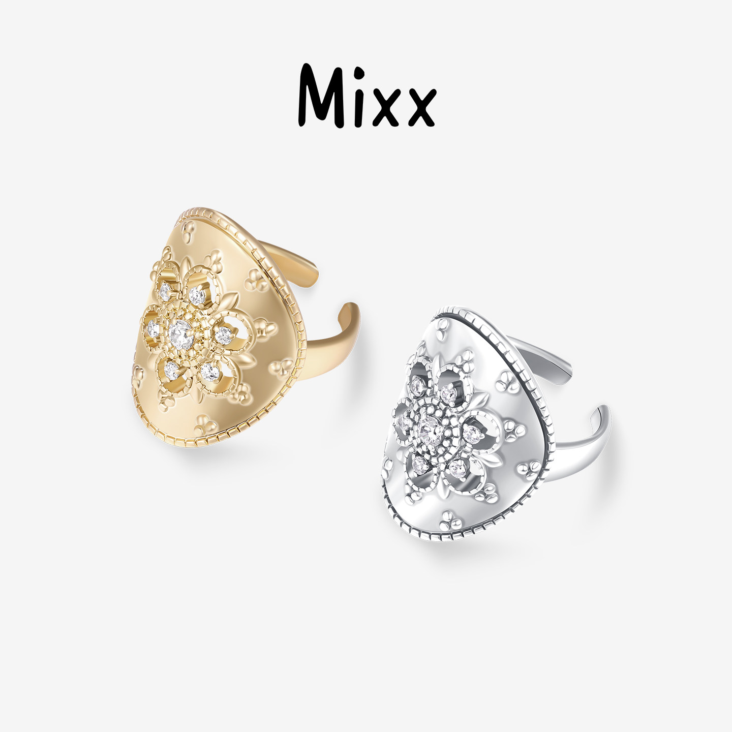 Mixx靡诗繁花系列戒指开口戒轻奢高级感波西风图片